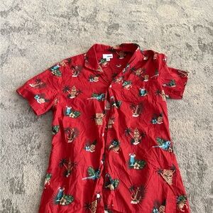 Sonoma Red Tropical Print Button-Down Shirt